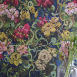 Designers Guild Tapestry flower PDG1153/01 Rich green tones enhancing the floral pattern.
