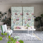 Designers Guild Tapestry flower PDG1153/03 Soft green hues highlighting the intricate floral design.