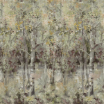 Designers Guild Bois de bouleau grasscloth scene 2 PDG1186/01 Warm sepia tones create a vintage and serene forest ambiance.
