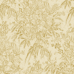 Mind The Gap CHERRY ORCHARD WP30009 A warm, sandy beige background with golden-yellow floral and leaf i...