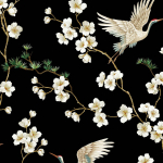 Today Interiors Carl Robinson 19 CL31100-CL311002 CL31100 Ivory, gold, and emerald green on a deep black background.