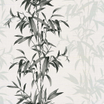 Today Interiors Carl Robinson 19 CL31700-CL31705 CL31700 Dark grey bamboo stalks and leaves on a light grey background with ...