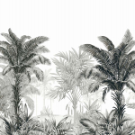 Today Interiors Carl Robinson 19 CL31800M-CL31804M CL31800M Charcoal black and slate grey palm trees and foliage on a pristine ...