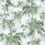 Today Interiors Carl Robinson 19 CL32002M-CL32008M CL32008M Soft grey sky with sage green leaves, muted purple and pink birds o...