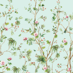 Today Interiors Carl Robinson 19 CL32201M-CL32204M CL32204M Soft mint green background with green foliage, pastel pink and whit...