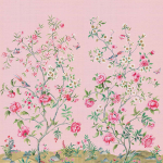 Today Interiors Carl Robinson 19 CL33100M-CL33110M CL33101M Soft green leaves and branches with vibrant pink, white, and yellow...