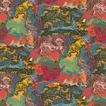 Masureel DRAGON AMPARO DGKIM301 A rich tapestry of colours including coral red, teal, mustard yello...