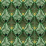 Masureel DIEGO HAV403 Displays lime green and mustard yellow motifs on an emerald green b...