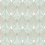 Masureel DIEGO HAV404 Presents taupe and pastel mint patterns on a pale mint background.