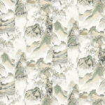Masureel AKIYAMA KIM303 Features sage green and beige mountains with charcoal grey accents ...