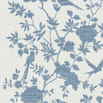 Today Interiors COASTAL HAVEN LN41002-LN41012 LN41002 Medium blue bird and floral silhouettes on a cream woven-texture ba...