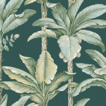 Today Interiors SAVANNAH GRASS LS60100-LS60106 LS60104 Deep emerald green background with mint green banana leaves and bei...