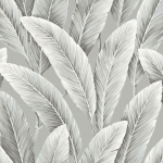 Today Interiors SAVANNAH GRASS LS60200-LS60218 LS60218 Light grey background featuring beige leaves with subtle gold highl...