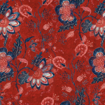 Mind The Gap SAXON TAPESTRY WP20547 Deep crimson red background adorned with navy blue and blush pink f...