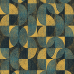 Masureel Thaos SPI001 Features a deep teal and mustard yellow geometric pattern set again...