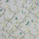 Matthew Williamson Rosanna Trellis W7145-04 White, green and teal on a light grey background
