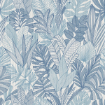 Today Interiors THE KEYS WTK20200-WTK20207 WTK20202 Intricate blue leaf designs on a white background.