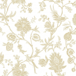 Today Interiors THE KEYS WTK20500-WTK20508 WTK20505 Gold floral and bird patterns on a white background.