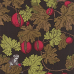 Cole and Son Frutto Proibito 77/12045 Monochrome monkeys, dark green leaves, and bright crimson pomegrana...