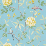 Today Interiors Carl Robinson 19 CL30901-CL30912 CL30912 Canary yellow, mint green, and powder blue on a light blue backgrou...