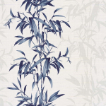 Today Interiors Carl Robinson 19 CL31700-CL31705 CL31702 Navy blue bamboo stalks and leaves on a light grey background with ...