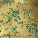 Today Interiors Carl Robinson 19 CL32705-CL320705M CL32705 Deep green leaves and multicoloured birds with shades of purple, re...