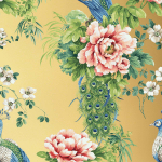 Today Interiors Carl Robinson 19 CL32805 CL32805 Features blue and green peacocks with coral pink flowers and lush g...