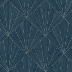 Today Interiors A LOT MORE TEXTURES CP91300-CP91310 CP91302 A deep navy blue background with fan designs in shades of cobalt an...