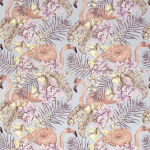Matthew Williamson Flamingo Club Fabric F6790-04 Silver/Lilac/Pale Lemon/Linen
