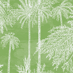 Today Interiors COASTAL HAVEN LN40201-LN40218 LN40204 White palm tree patterns on a refreshing mint green backdrop.

