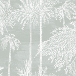 Today Interiors COASTAL HAVEN LN40201-LN40218 LN40208 Delicate white palm trees over a subtle light grey background.