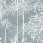 Today Interiors COASTAL HAVEN LN40201-LN40218 LN40218 White palm trees set against a soothing sage green background.