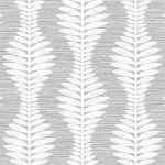 Today Interiors COASTAL HAVEN LN40500-LN40518 LN40508 White leaf designs set against a subtle light grey background.