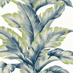 Today Interiors COASTAL HAVEN LN40600-LN40632 LN40602 Blue leaves with highlights of green on a cream background.