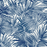 Today Interiors COASTAL HAVEN LN40700-LN40712 LN40712 Deep navy blue palm leaves on a white background.