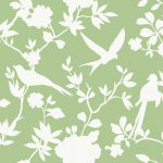 Today Interiors COASTAL HAVEN LN40902-LN40912 LN40904 Pure white bird and floral silhouettes on a calming sage green back...