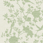 Today Interiors COASTAL HAVEN LN41002-LN41012 LN41004 Soft green bird and floral silhouettes on a cream woven-texture bac...