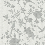 Today Interiors COASTAL HAVEN LN41002-LN41012 LN41008 Light grey bird and floral silhouettes on a cream woven-texture bac...