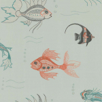 Nina Campbell Aquarium NCW3833-02 Pastel marine blue background allows the orange, black, silver and ...