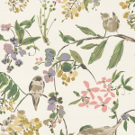 Nina Campbell Penglai NCW4182-01 Soft colours on an ivory background.