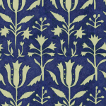 Mind The Gap TULIPAN WP30034 Deep indigo background with cream floral patterns.