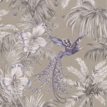 Matthew Williamson Bird of Paradise W6655-05 Greys and steely blue on metallic gilver.