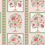 Osborne & Little TANISKA W7906-01 Vibrant floral trees in reds, pink coral, and greens with decorativ...