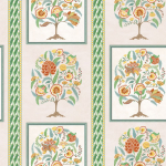 Osborne & Little TANISKA W7906-02 Cheerful floral trees in gold, oranges, and apple green with decora...