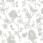 Today Interiors THE KEYS WTK20500-WTK20508 WTK20508 Grey floral and bird patterns on a white background.