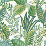 Today Interiors THE KEYS WTK20801-WTK20812 WTK20804 Green, blue, yellow, and white foliage on a fresh, white background.