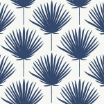 Today Interiors THE KEYS WTK201202-WTK21214 WTK21202 Dark blue palm leaves on an off-white background.