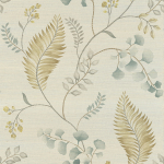 Today Interiors THE KEYS WTK21805 WTK21805 soft beige and cobalt flowers on a taupe background.