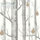 Woods and Pears - Black & White Wallpaper