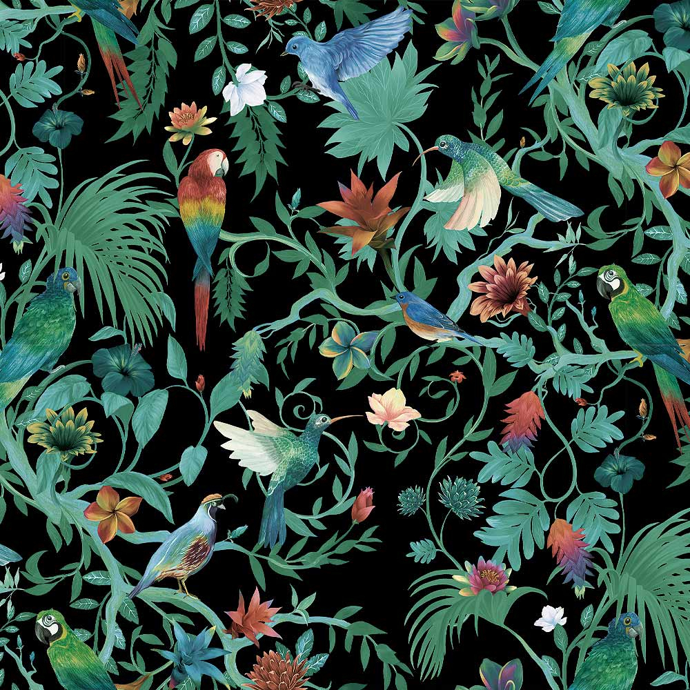 Tropical Bird Garden Wallpaper  Buy Online at Happywall